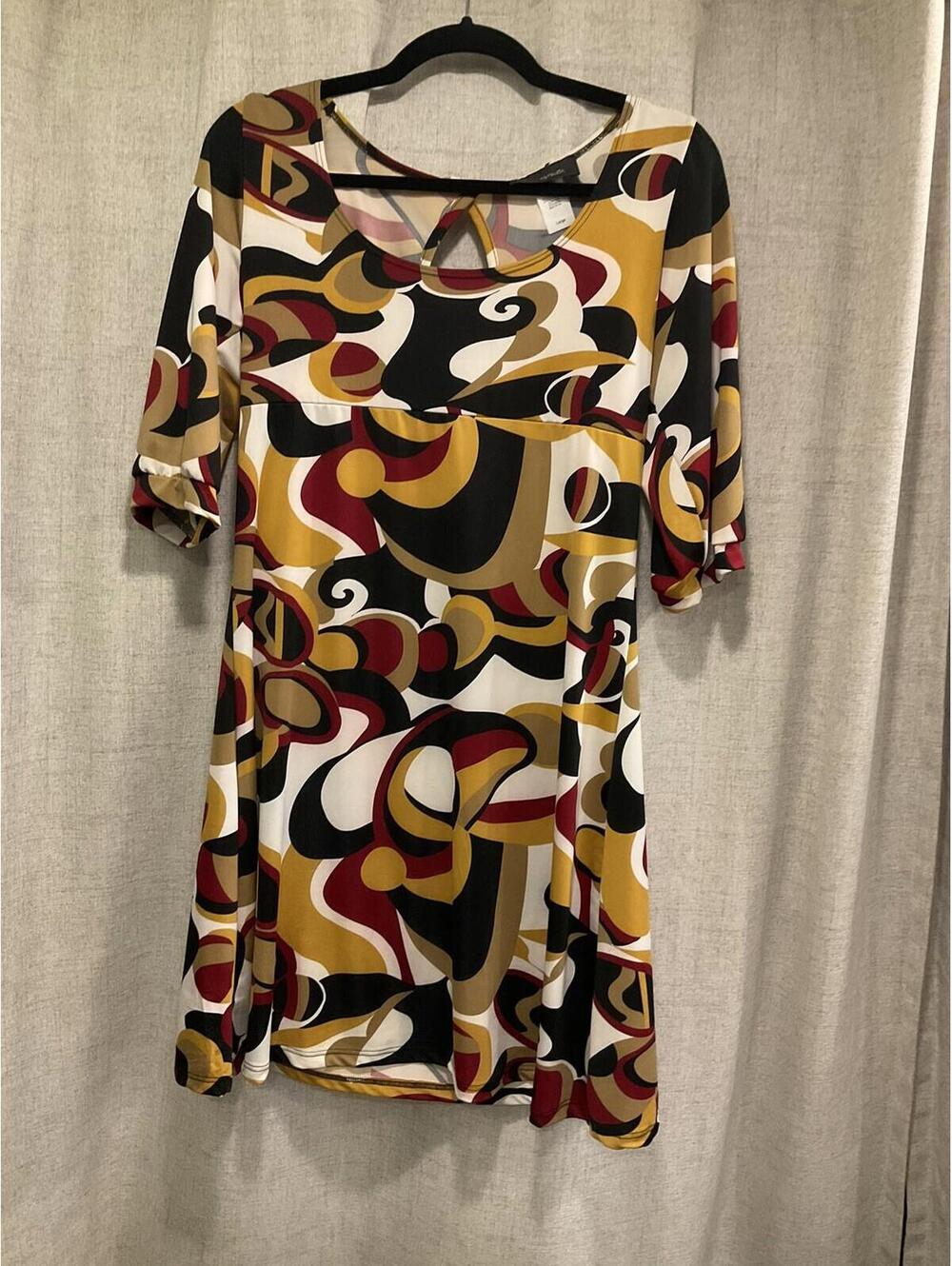 Hypnotik Womens Short Sleeve Multi Color Design Dress Size Large